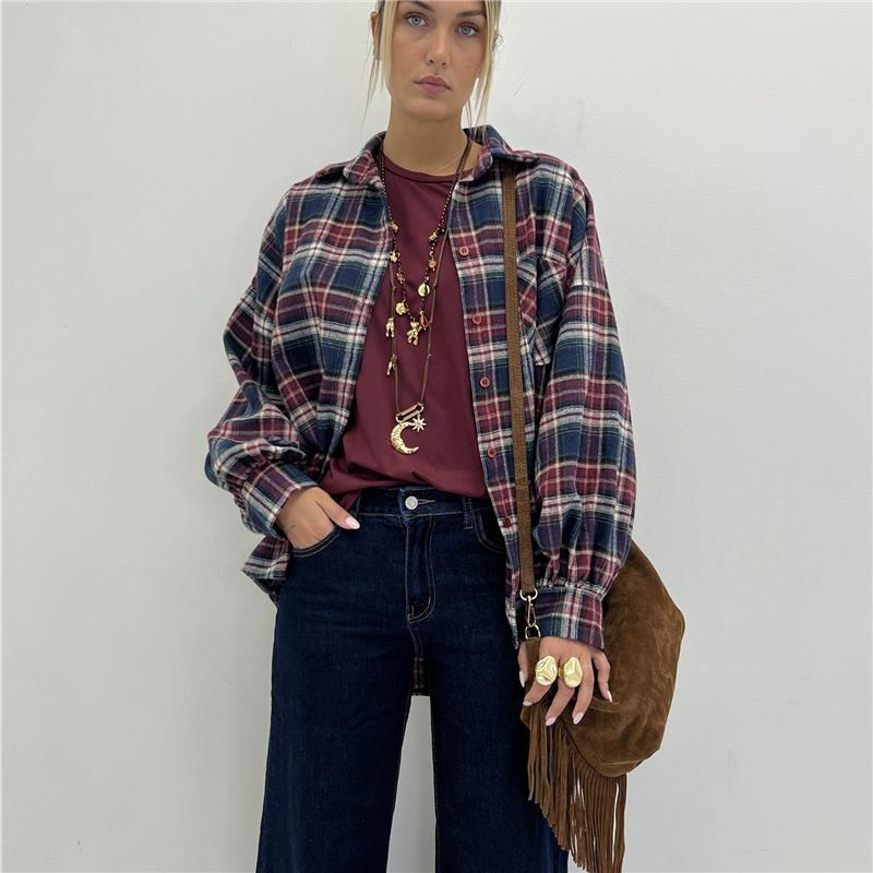camicia con manica a caramella natura